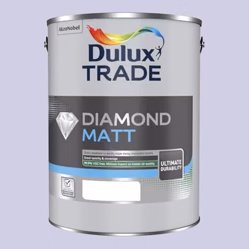 Dulux Trade Diamond Matt Water Based Paint in Gentle Lavender Purple, 5 l