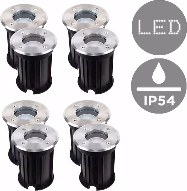 ValueLights 8 Pack Silver and Chrome Outdoor Ground Walkover Path Lights