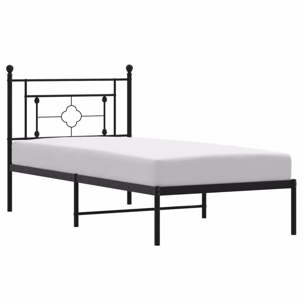 Berkfield Home Metal Bed Frame with Headboard in Black, W/D/H: 90 x 200 cm – 2