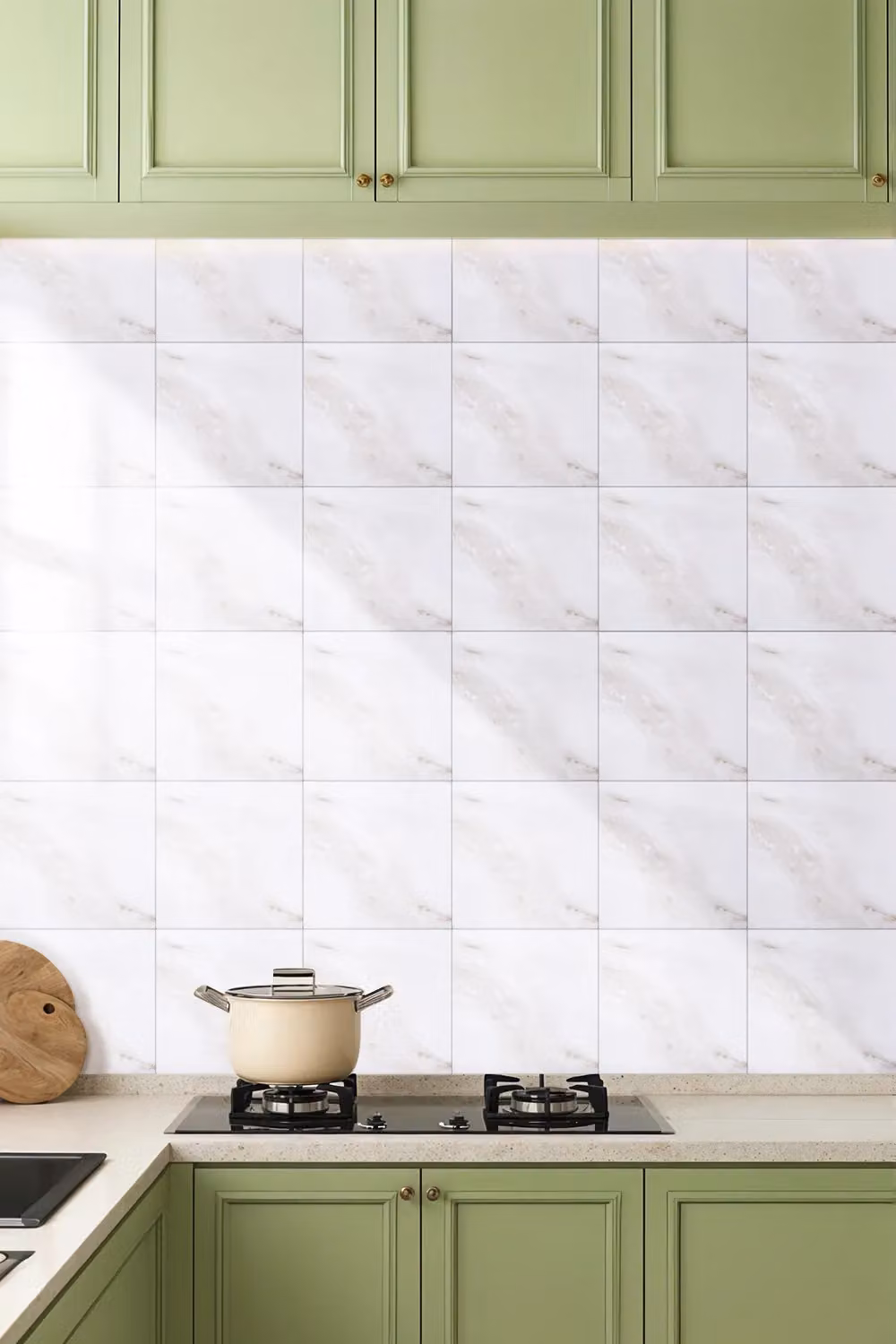 Living and Home 10pcs White Marble Peel and Stick PVC Wall Stickers, W/D/H: 40 x 40 x 0 cm – 2