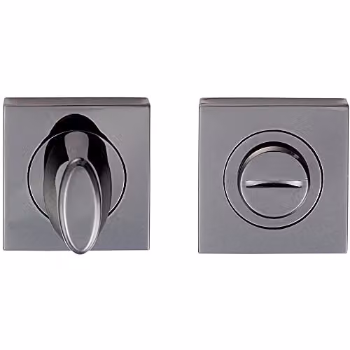 Loops Bathroom Thumbturn Lock and Release Handle with Square Rose in Black Nickel and Grey – 1