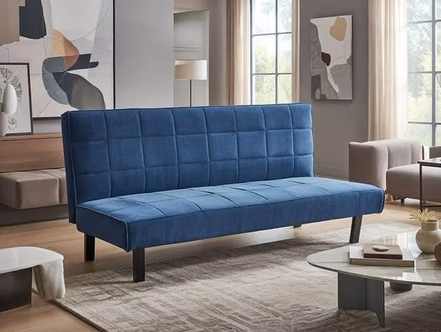 DS Living The Tivona 2 Seater Click Clack Sofa Bed in Blue Fabric