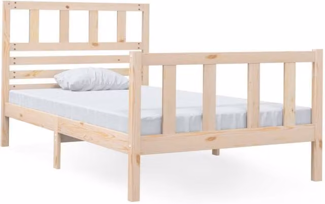 Berkfield Home Single Solid Wood Bed Frame in Beige, W/D/H: 90 x 190 cm