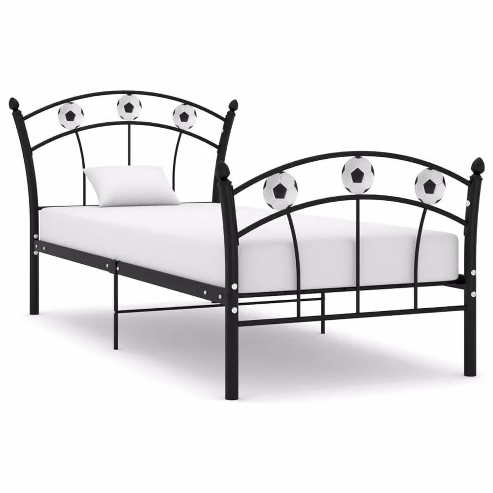 Berkfield Home Football Design Metal Bed Frame, Black, W/D/H: 90 x 200 cm – 2