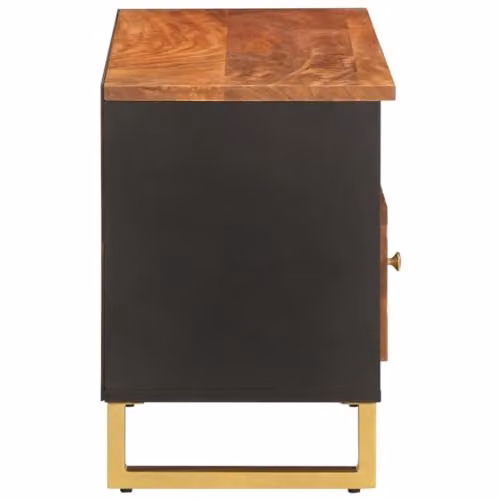 vidaXL Modern Mango Wood and Metal TV Cabinet in Brown and Black, W: 100 cm, D: 33.5 cm, H: 46 cm – 7