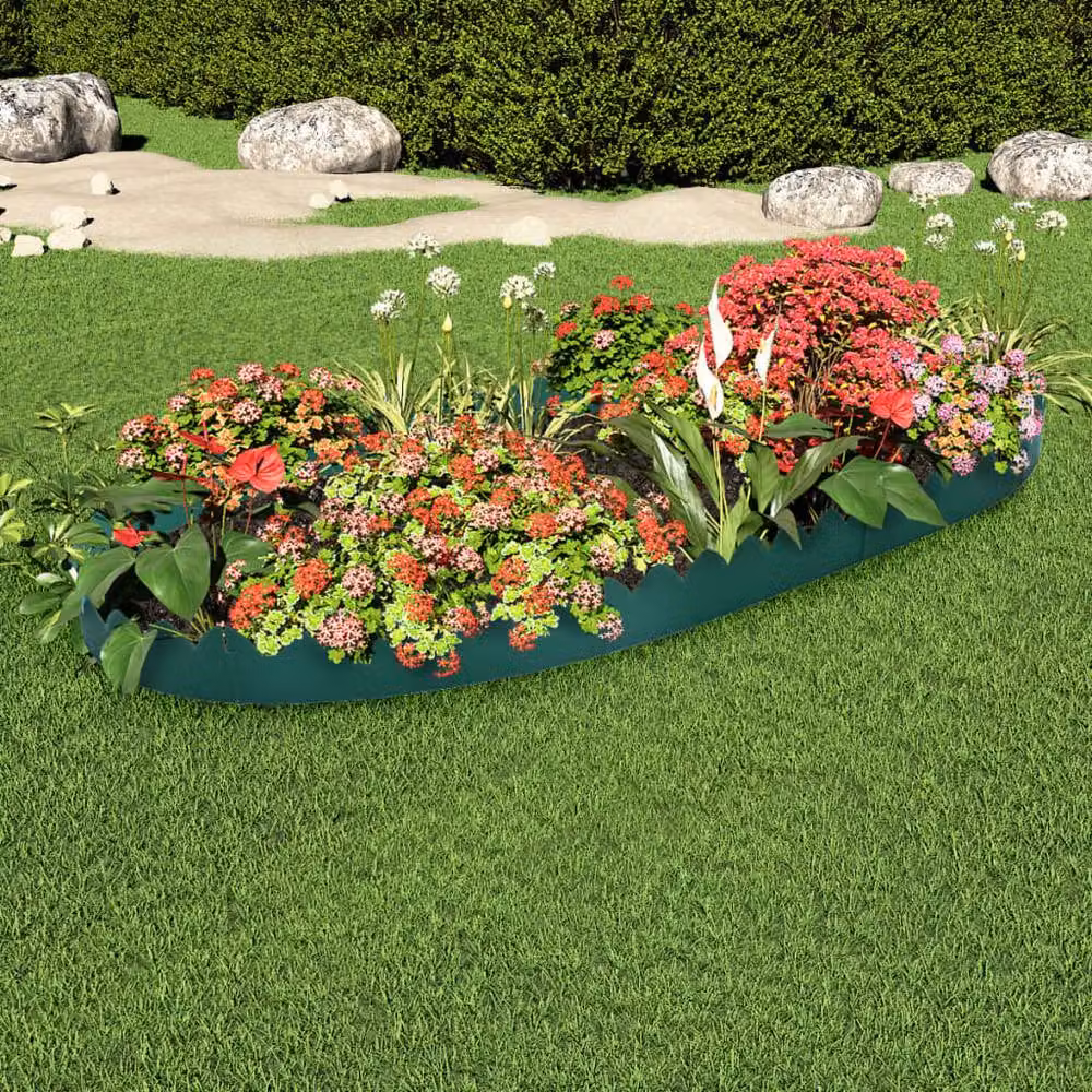 Berkfield Home Green Plastic Lawn Edgings, 10 Pieces, W: 65 cm, H: 15 cm – 2