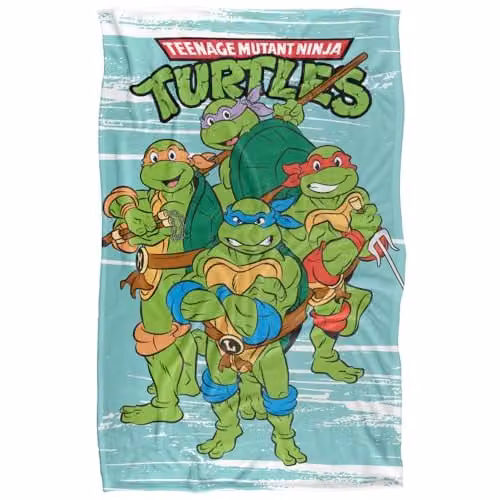 LOGOVISION Nickelodeon TMNT Turtle Group Super Soft Silky Feel Fleece Blanket, Multicolour