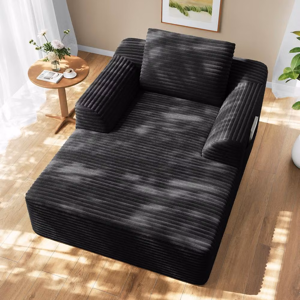 Dprodo Modular High Density Foam Chaise Lounge Sofa in Black – 6