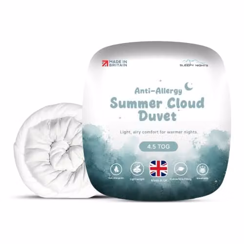 SleepyNights 4.5 Tog Single Summer Duvet, White, W/H: 135 x 200 cm – 1