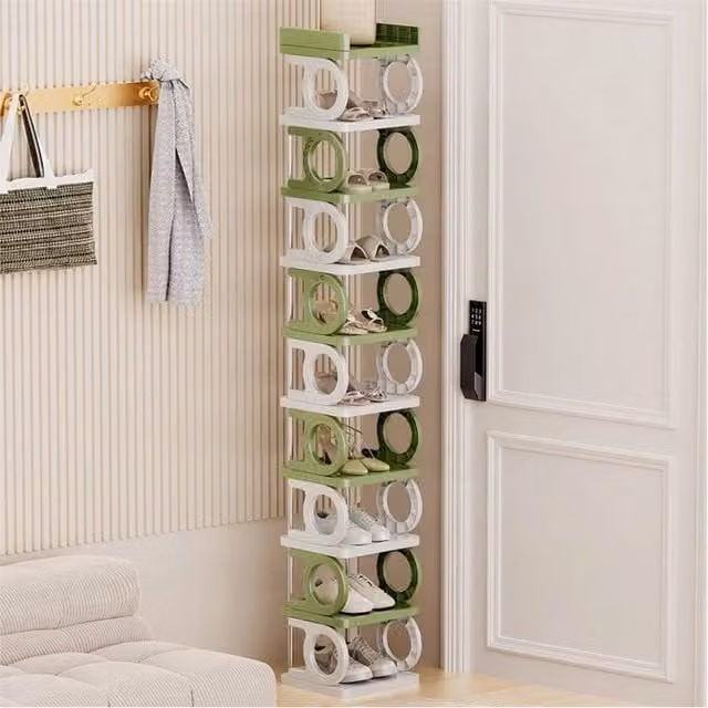 SPETLEK 10 Tier Shoe Rack Stand Slim Tall Footwear Organiser, Multicolour, H 153.5 x W 26.0 x D 24.0 cm – 1
