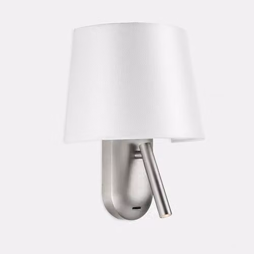 LEDS-C4 Netlighting Screen LED Wall Reading Light, White and Nickel, 2.2W, 2700K, IP20