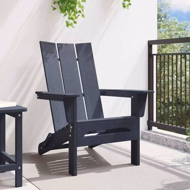 Berkfield Home Classic Folding Adirondack Chair in Navy Blue, W/D/H: 74.5 x 80.5 x 90 cm – 1