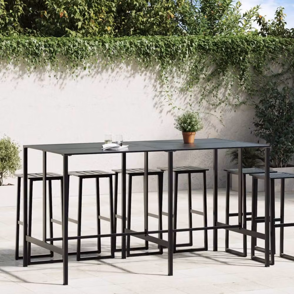 Berkfield Home Bar Table in Black Matt Steel, W/D/H: 200 x 100 x 110 cm – 2