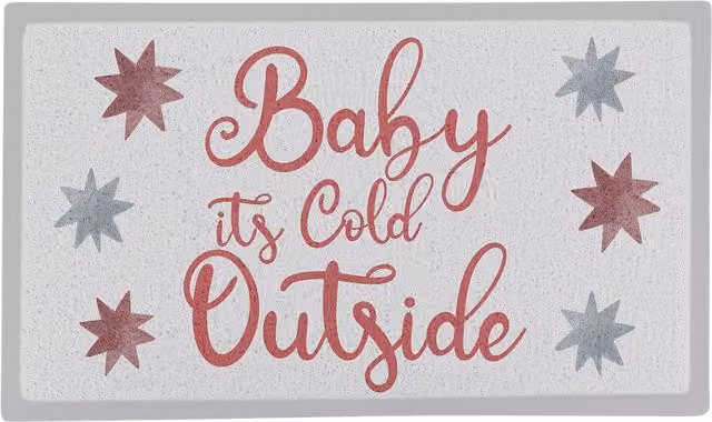 Artsy Mats Baby It's Cold Outside Indoor Outdoor Non-Slip Weatherproof White Doormat