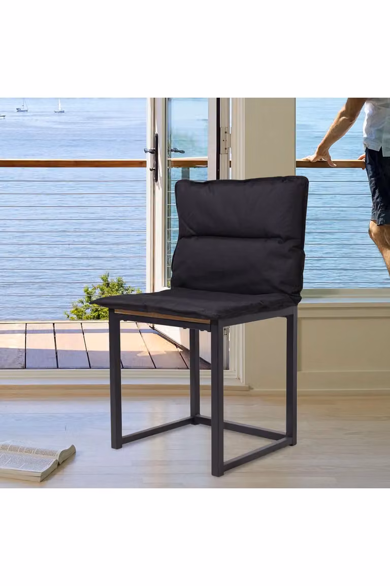 Living and Home Kermit Ergonomic Outdoor Portable Chair Cushion in Black