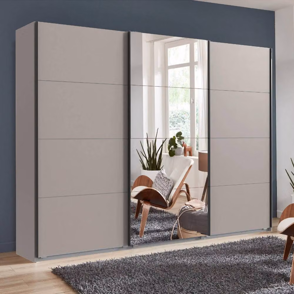 KDMD Arundel Sahara Grey Sliding Door Wardrobe with Mirror, W: 270 cm, H: 210 cm, D: 64 cm – 2