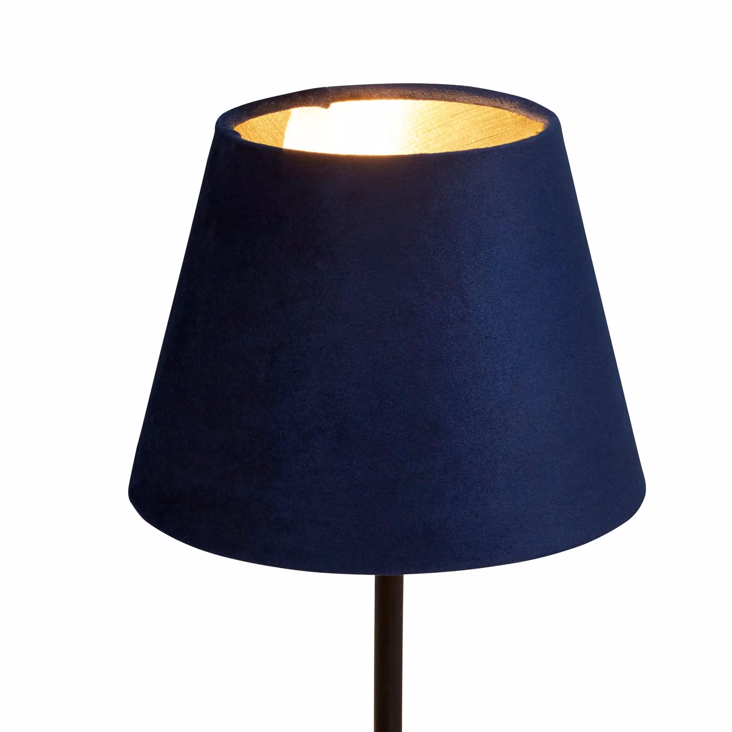 Lighting Collection Velvet Drum Lamp Shade in Blue and Gold/Brass, Diameter: 20 cm – 2