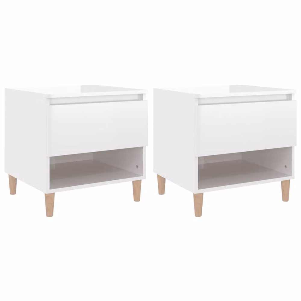 Berkfield Home Elegant Bedside Tables, 2 Piece Set, High Gloss White, W/D/H: 50 x 46 x 50 cm – 2