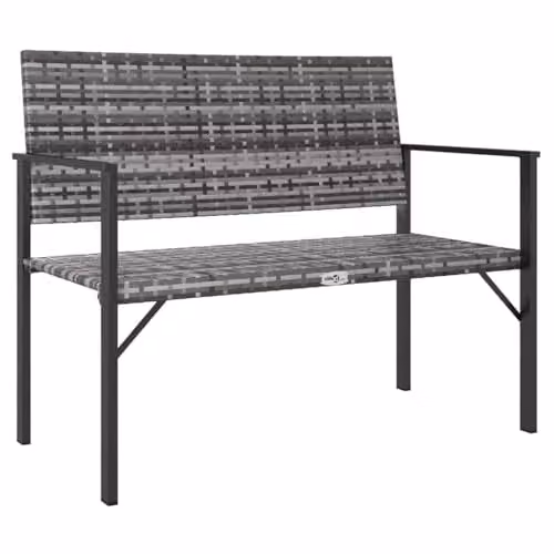 vidaXL Modern 2-Seater Grey Poly Rattan Garden Bench