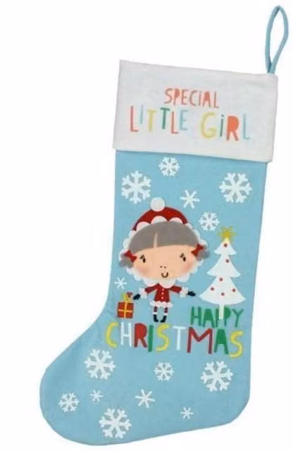 KDMD 2 Pack of Light Blue Organic Textile Christmas Hanging Stockings for Children with Snowflake Design