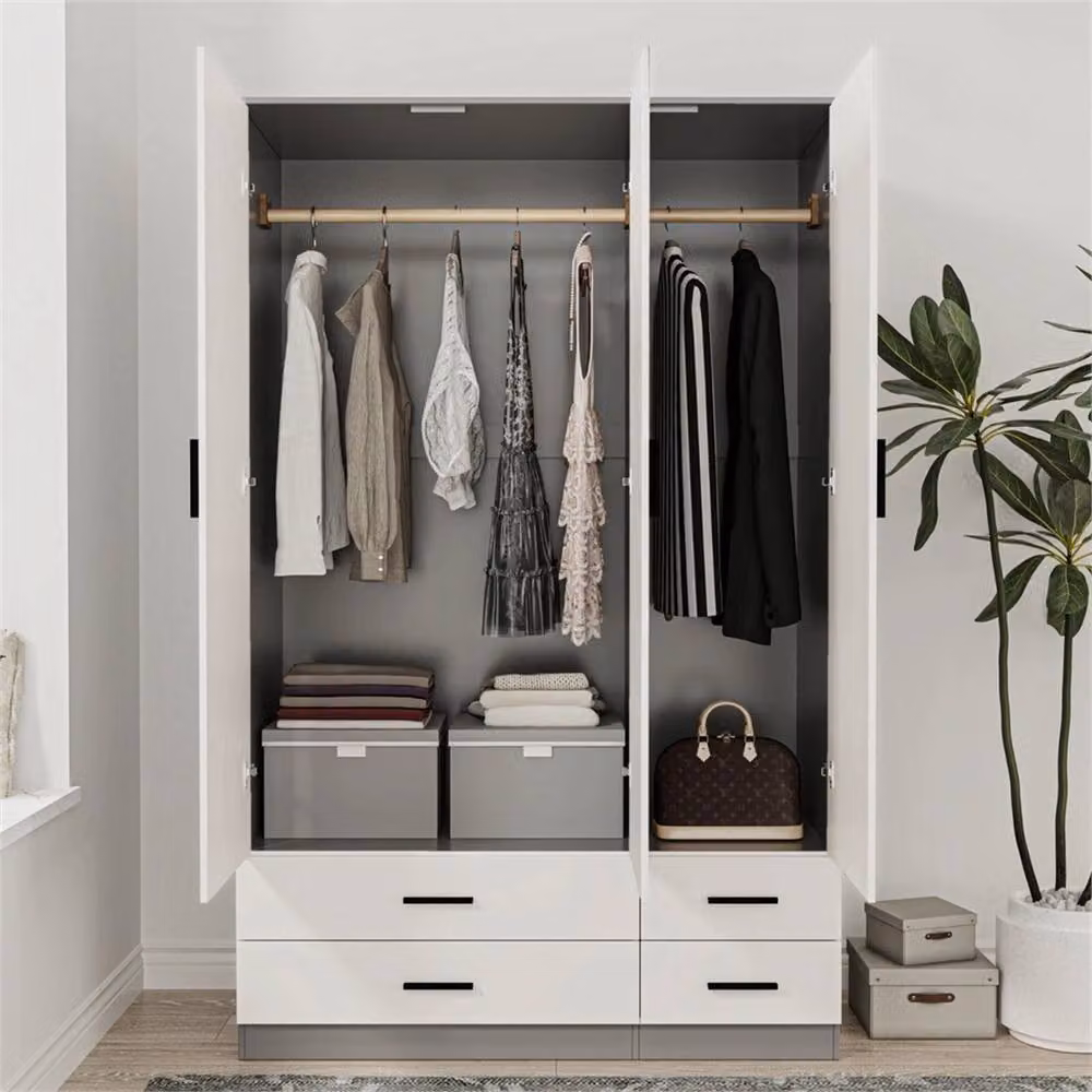 FORGEVIO Modern 3 Door 4 Drawer Wardrobe in Grey and White – 3
