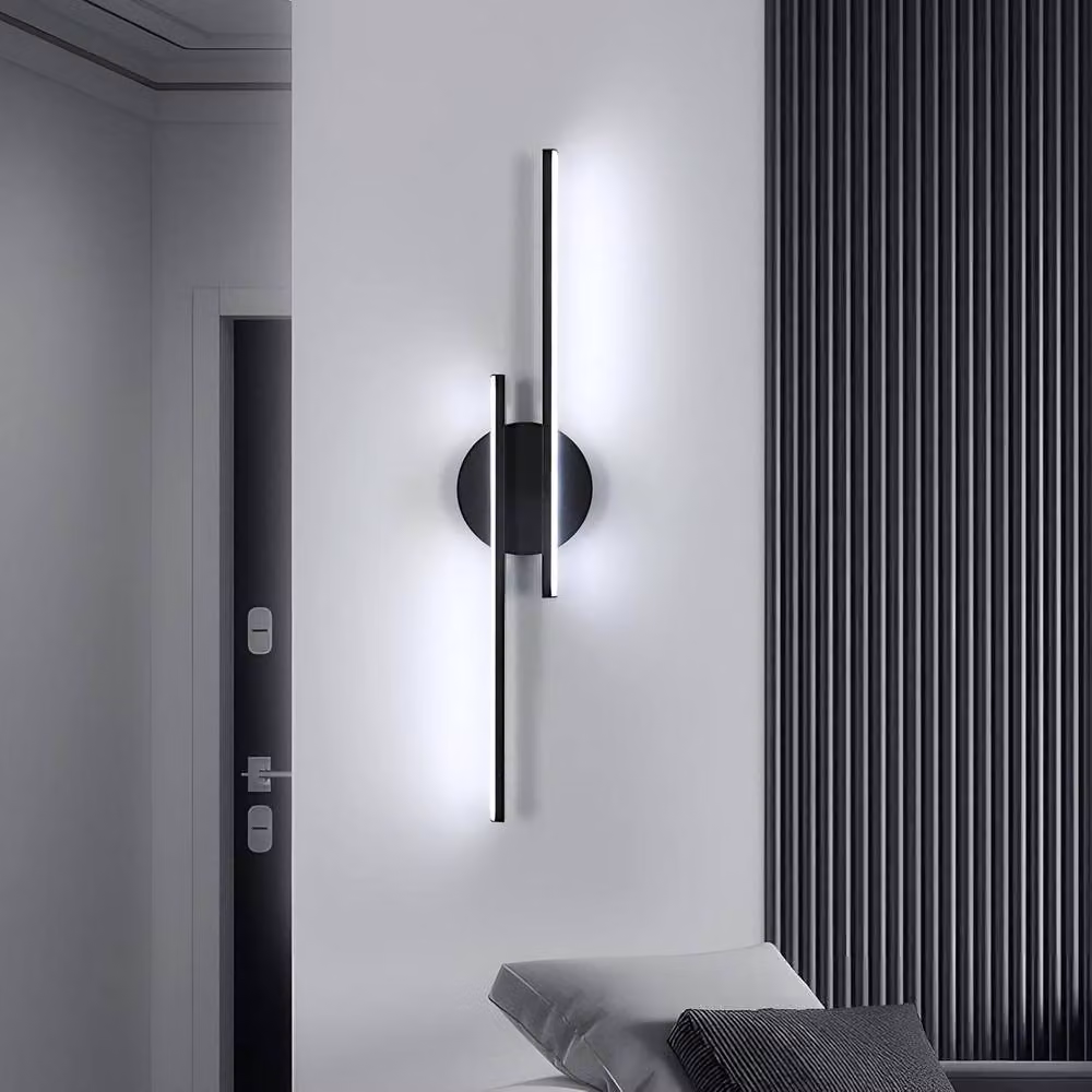 COMELY Modern LED Wall Light, 24W Round Up and Down Lamp in Black with 6500K Cool White Light – 2
