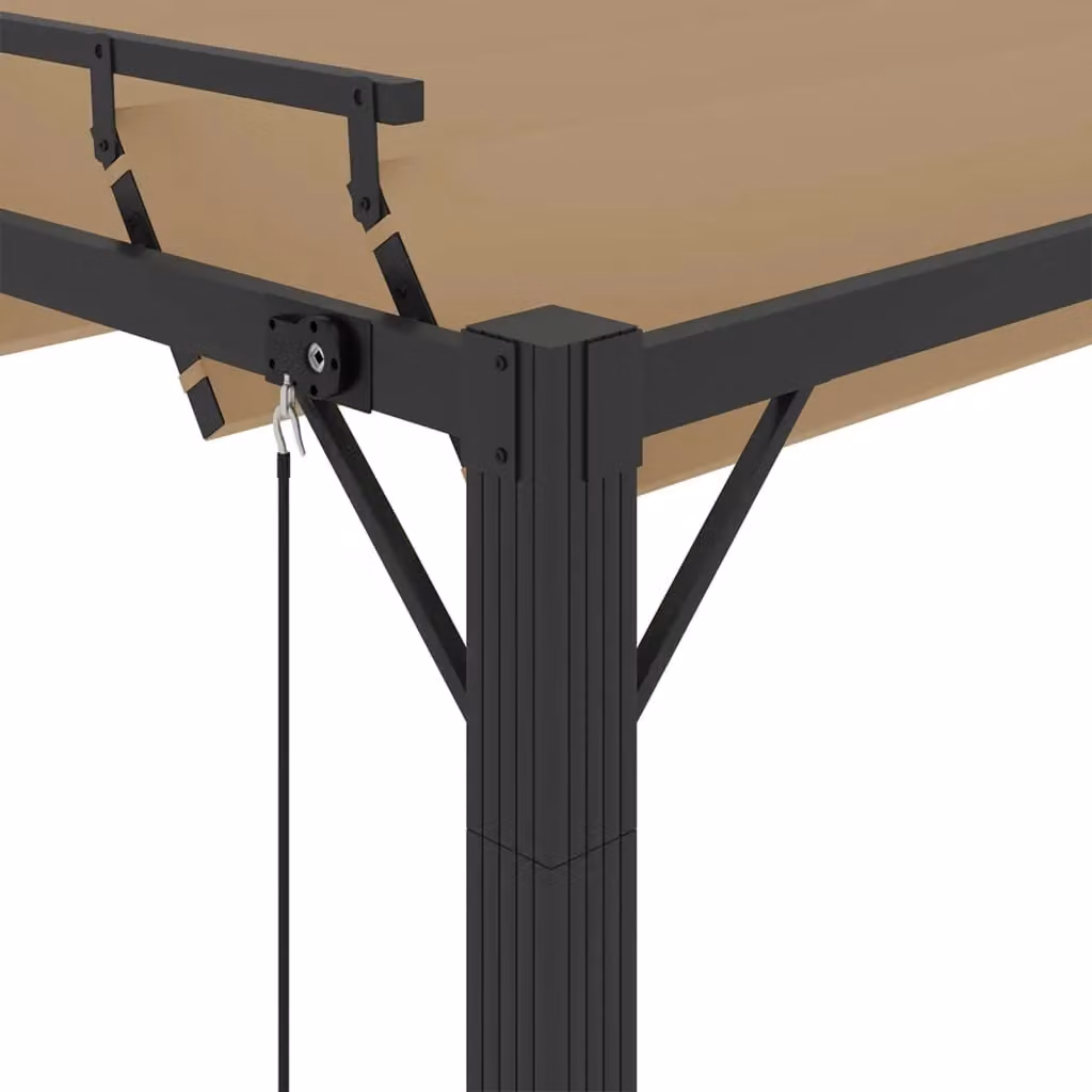 Berkfield Home Gazebo with Louvered Roof in Beige Aluminium, W: 400 cm, D: 300 cm – 3