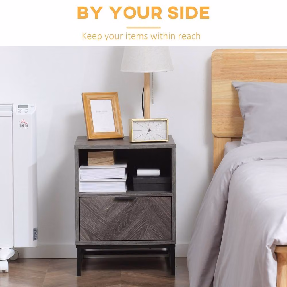 Wyld Haus Halapa Set of 2 Dark Grey Bedside Tables with Drawer and Shelf – 4