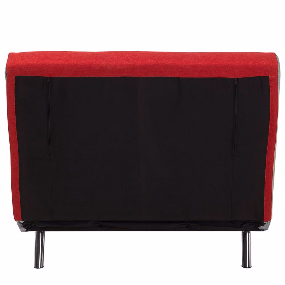 Wyld and Coco Red Fabric Single Sofa Bed with Metal Frame and Armrests – 6