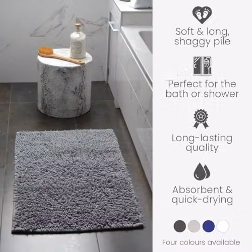 Allure Bath Fashions Tumble Twist Bath Mat, 100% Cotton, Dove Grey, W: 55 cm x L: 90 cm – 4