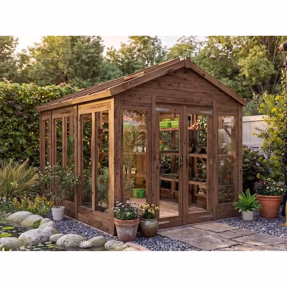 Dunster House Growzilla Wooden Greenhouse with Auto Vent in Brown, W: 240 cm, D: 300 cm – 2