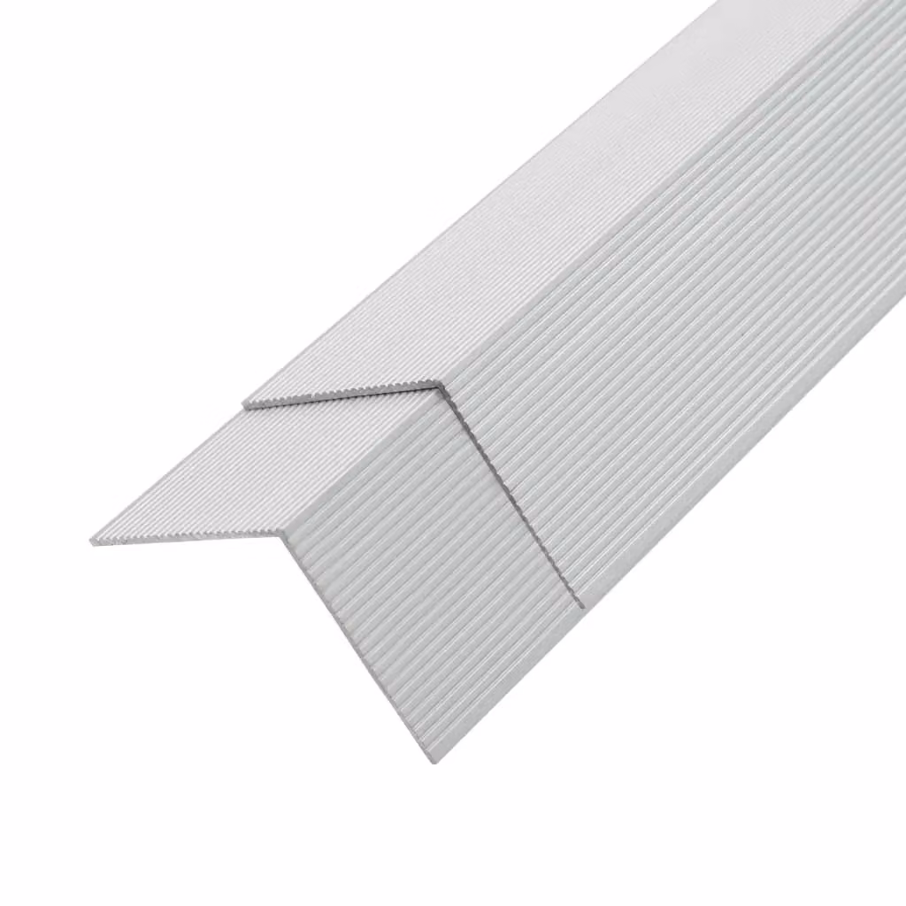 Berkfield Home 5 Piece Structured Aluminium Decking Angle Trims, Silver, Length: 170 cm – 2