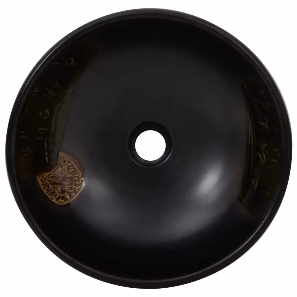Berkfield Home Round Ceramic Countertop Basin in Black, Diameter: 41 cm, Height: 14 cm – 3