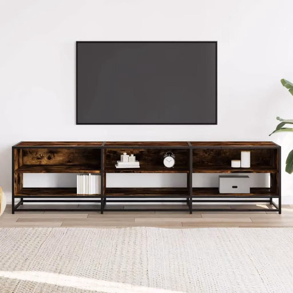 Berkfield Home Industrial TV Cabinet in Smoked Oak Brown, W/D/H: 180 x 40 x 46 cm – 3