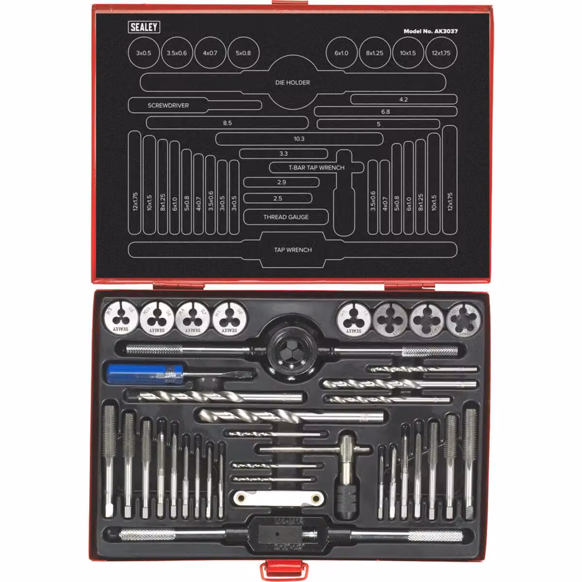 Loops 37pc Metric Tap and Split Die Set M3 to M12 Steel Threading Tool Set – 3