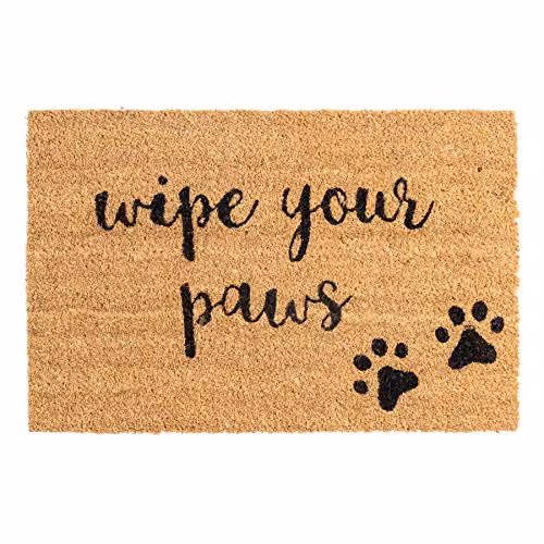 Nicola Spring Paws Coir Door Mat, Brown and Multicolour, W: 60 cm, D: 40 cm – 1
