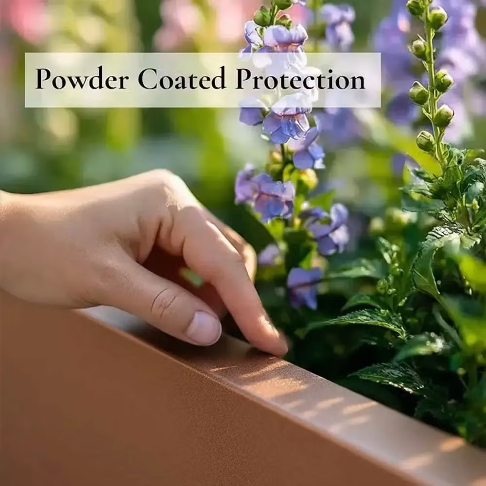 Access Garden Products Galvanised Steel Trough Planter, Bronze/Brown, W: 75 cm, D: 32 cm, H: 32 cm – 5