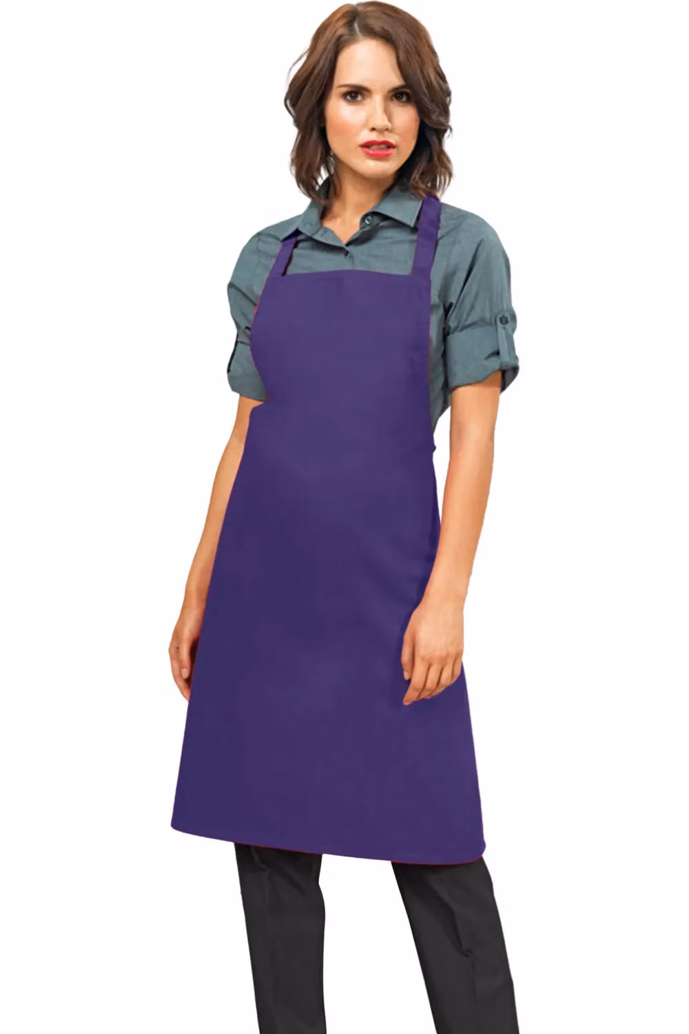 Premier Slim Cotton Apron without Pocket in Purple – 2