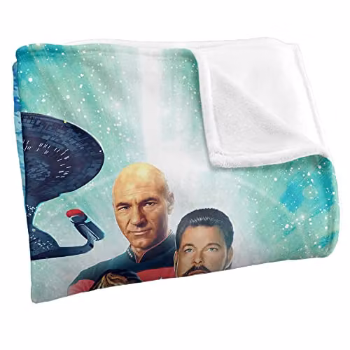 Trevco Star Trek 30 Crew Super Soft Fleece Throw Blanket, White, W/D/H: 152 x 127 cm – 2