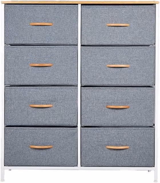ERGOVEXA Fabric Storage Dresser and Chest of Drawers in Light Grey – 1