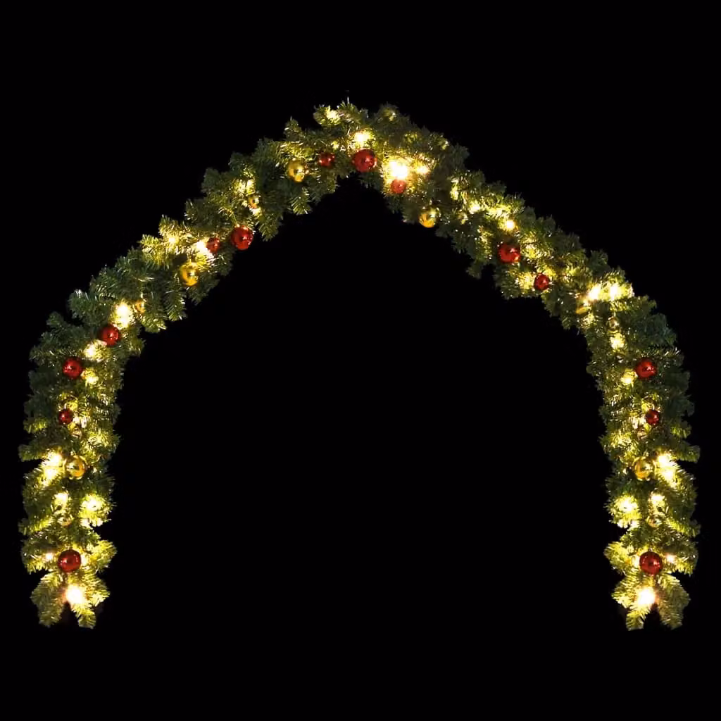 Berkfield Home Christmas Garland with Multicolour Baubles and Warm White LED Lights, Green, 20 m – 3