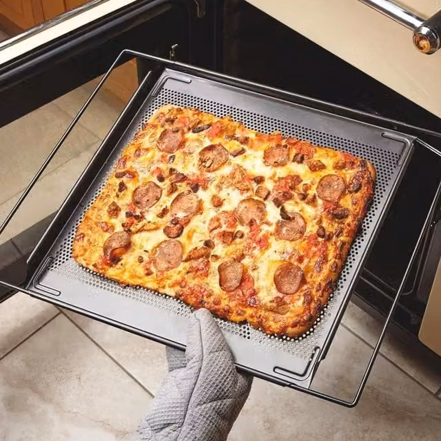 mysmartbuy Non-Stick Carbon Steel Adjustable Oven Baking Tray, Silver, H 2.5 x D 35 x W 38.5 to 60.5 cm – 1