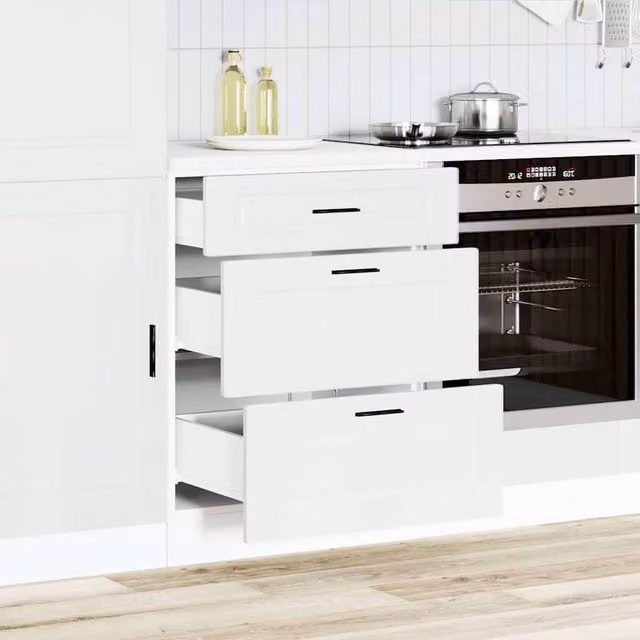 Berkfield Home Porto White Kitchen Base Cabinet in Engineered Wood, H 81.5 x W 60.0 x D 46.0 cm