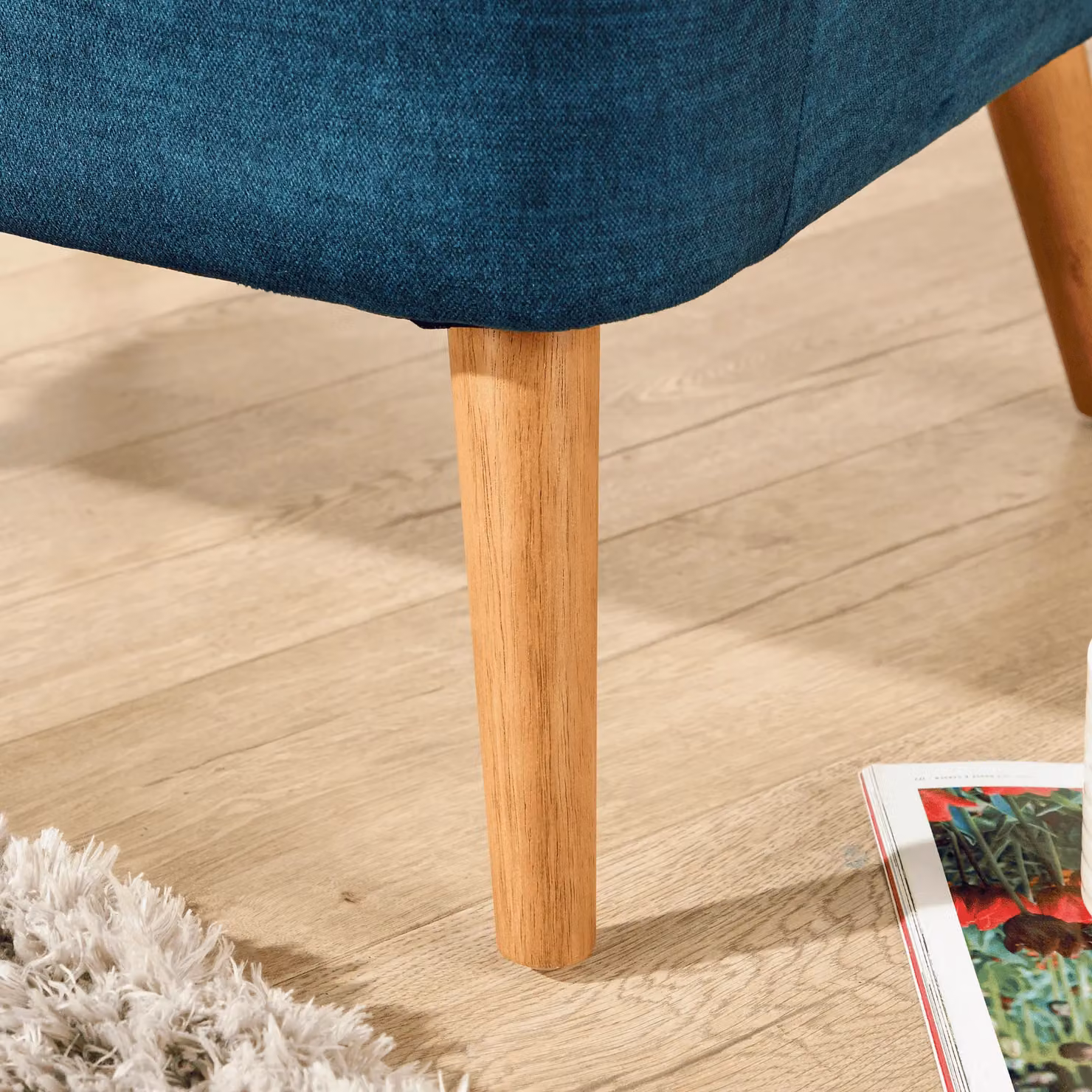 Home Source Arta Modern Upholstered Accent Armchair in Blue – 6