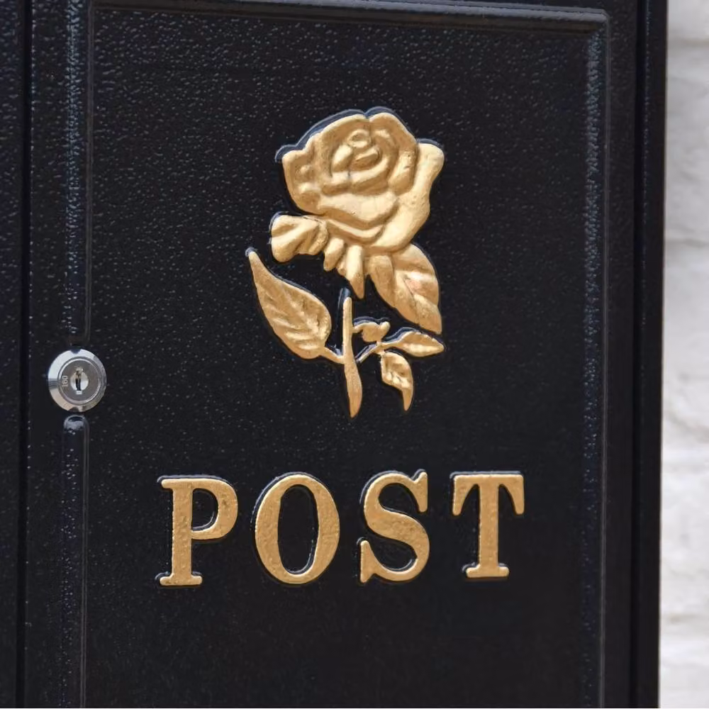 NESTLUNE Gold Rose Wall Mounted Post Box in Black and Gold – 5