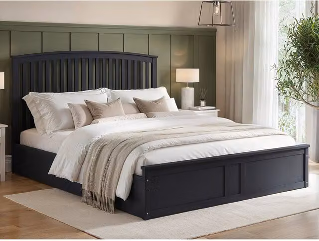 Wharfedale Solid Wood Ottoman Bed in Grey, W/D/H: 140 x 200 cm