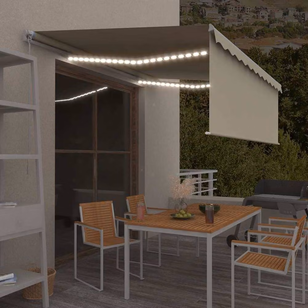 Berkfield Home Manual Retractable Awning with Blind and LED, Cream, W/D/H: 400 x 300 x 300 cm – 2
