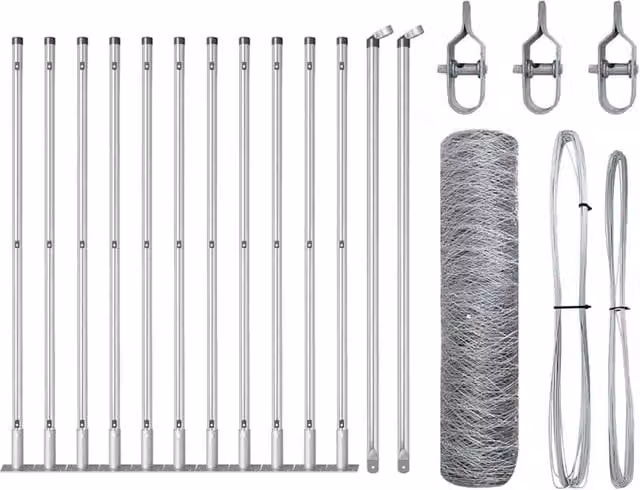 Berkfield Home Hexagon Fence in Silver Galvanised Steel, W: 0.6 m, L: 25 m