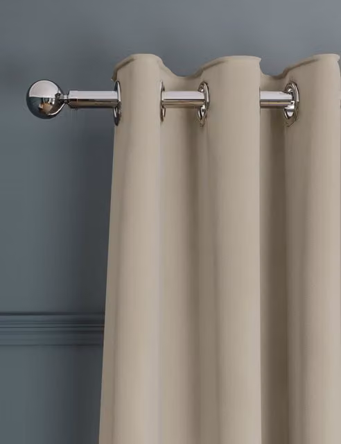 M&S Champagne Velvet Eyelet Ultra Thermal Opaque Curtains H: 168 cm, W: 137 cm