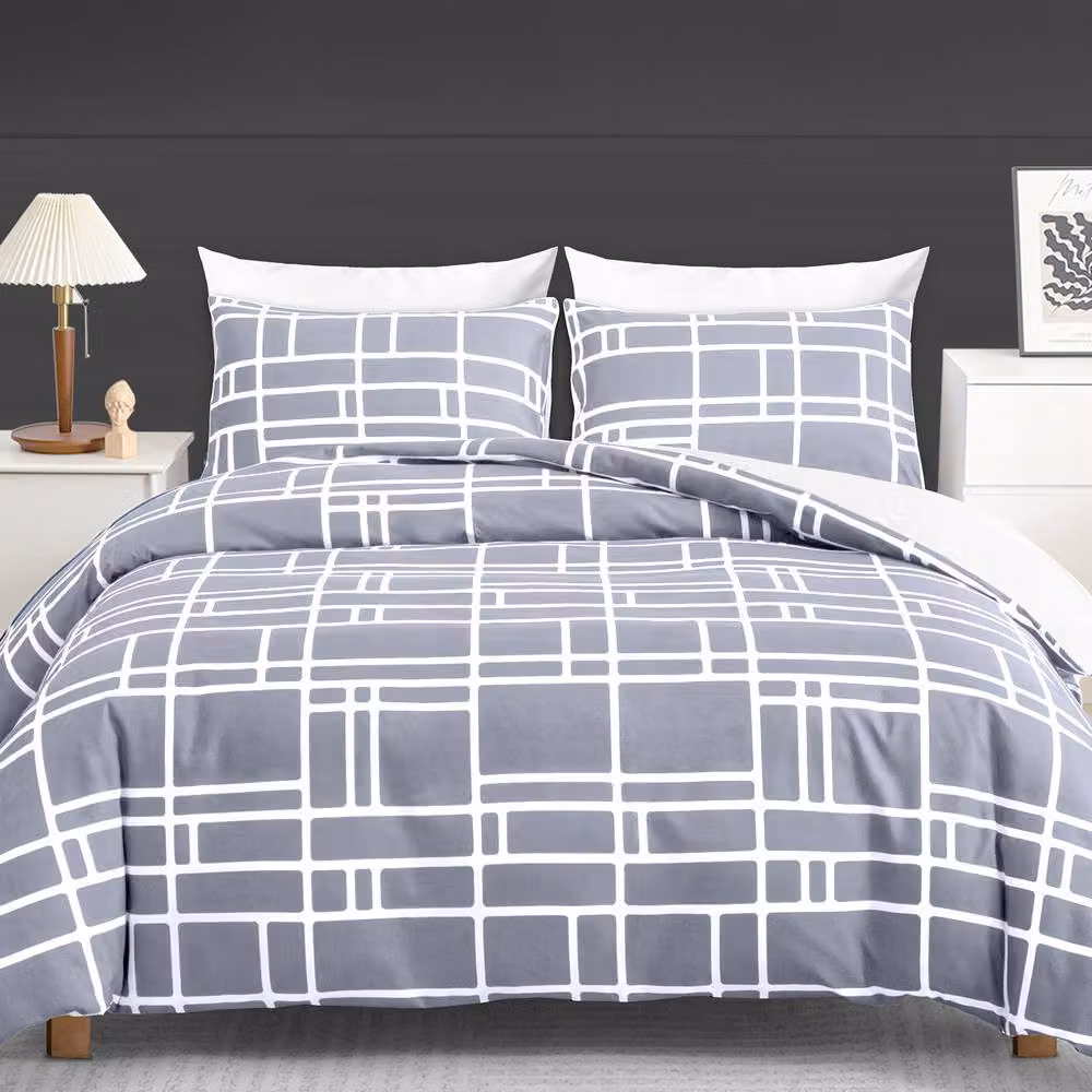 Pamposh Reversible Microfibre Duvet Cover and Pillowcase Set in Grey, Single Size (90 x 200 cm) – 2